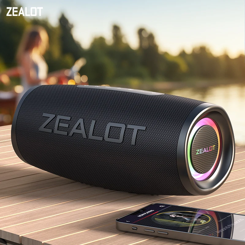 Zealot-S56 40W Portable Speakers Bass Subwoofer Wireless IPX6 Waterproof TWS 8800mAh Outdoor Travel Speaker USB/TF/AUX
