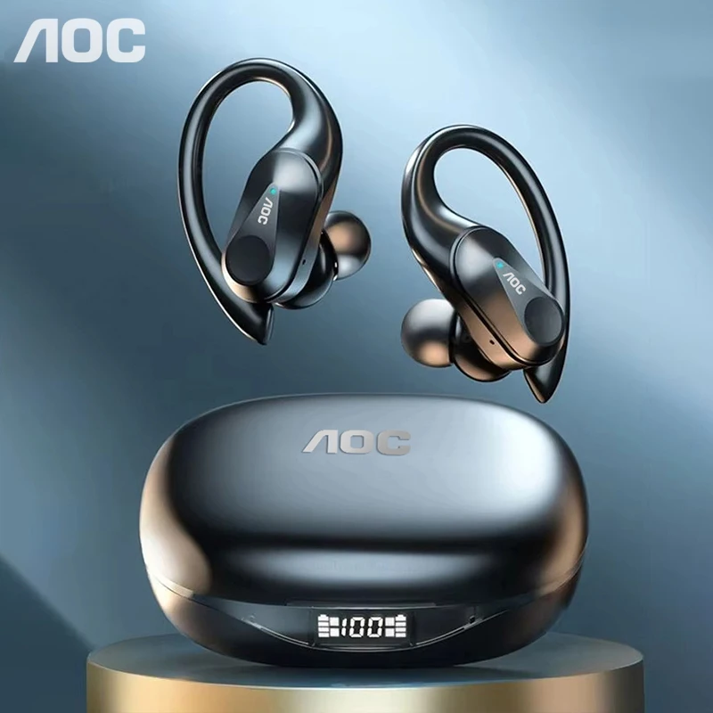 🎧Choice AOC Sports Headset Wireless Bluetooth 6.0 Earphones Waterproof LED Battery Display Gaming Low Latency Headphones LP75